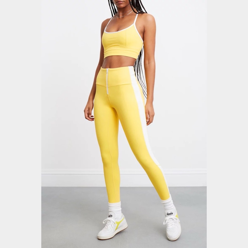Bandier x Solid & Striped Soleil Yellow Zip Front Leggings • M